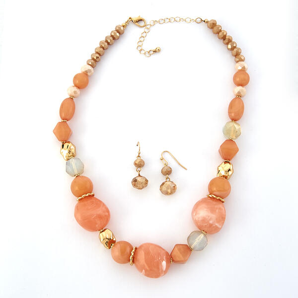 Ashley Cooper&#40;tm&#41; Gold Plated Peach Necklace & Earrings Set - image 