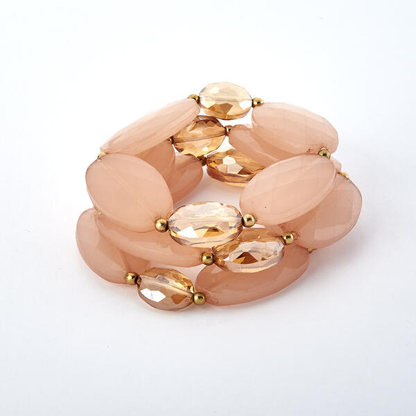 Ashley Cooper&#40;tm&#41; 3pc. Gold Plated Peach Beaded Stretch Bracelet - image 