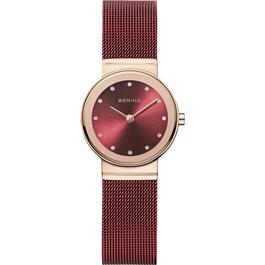 Womens BERING Stainless Steel &amp; Red Mesh Watch - 10126-363
