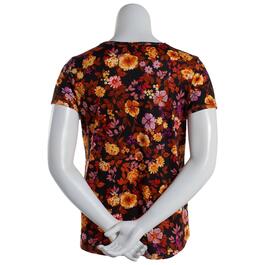 Womens C''est La Vie Short Sleeve Floral Button Down Tie Front Tee