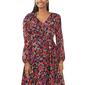 Womens MSK Long Sleeve V-Neck Floral  Asymmetric Hem Midi Dress - image 3