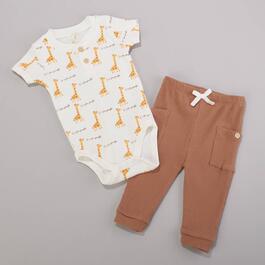Baby Unisex &#40;3-9M&#41; Liam & James Giraffe Bodysuit & Pants Set
