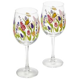 Circle Glass Set of 2 Butterfly Garden Wine Glasses