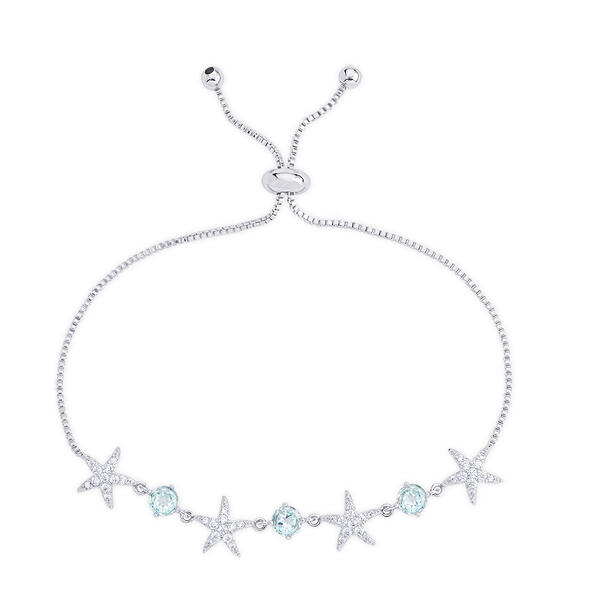 Gianni Argento Starfish & Blue Topaz Silver Adjustable Bracelet - image 