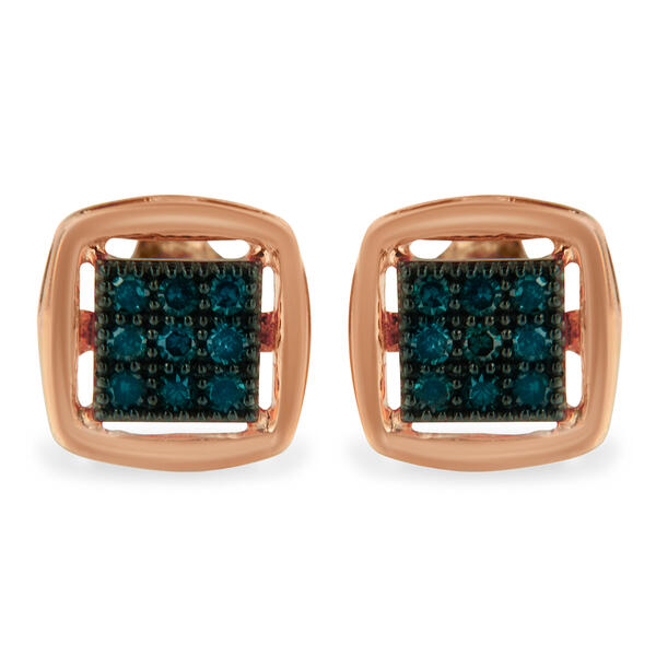 Radiant Rainbow&#40;tm&#41; Rose Gold 1/4ctw. Blue Diamond Stud Earrings - image 