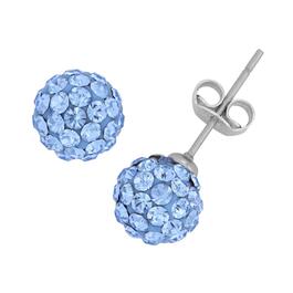 Crystal Colors 10mm Fireball Light Sapphire Crystal Stud Earrings