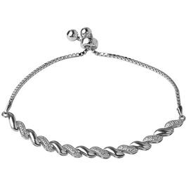 Accents Silver Plated Diamond Accent Swirl Link Bracelet