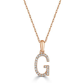 Diamond Classics&#40;tm&#41; 14kt. Rose Gold Initial G Letter Necklace
