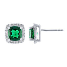 Gemstone Classics&#40;tm&#41; Silver Emerald/Sapphire Square Earrings