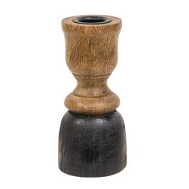 The Hearthside 5.25in. Black & Natural Wood Taper Candle Holder