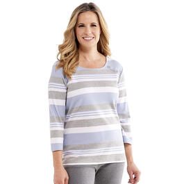 Womens Hasting & Smith 3/4 Sleeve Button Shoulder Tee
