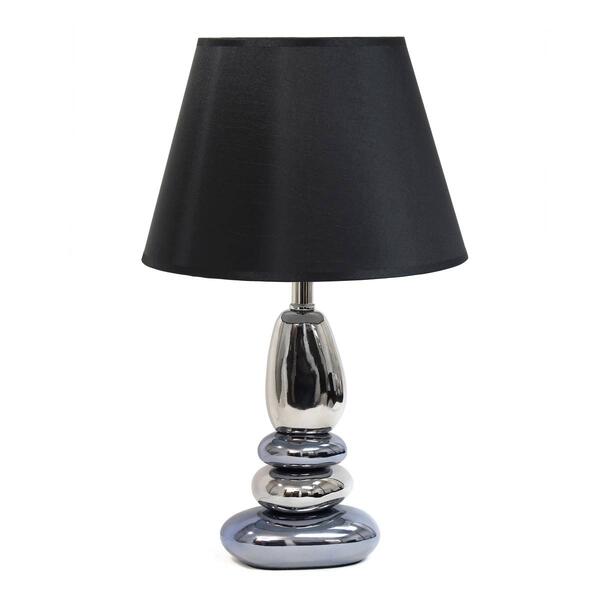 Elegant Designs Chrome & Metallic Blue Stones Ceramic Table Lamp - image 