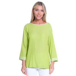 Womens Ali Miles Elbow Sleeve Textured Front Patch Pocket Top