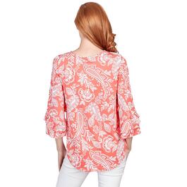Womens Ruby Rd. Patio Party Knit Monotone Paisley Tee