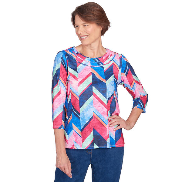 Womens Alfred Dunner In Full Bloom Geometric Top - image 