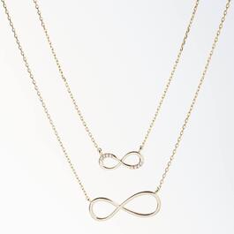 Duo Gold Cubic Zirconia Pave Infinity Necklace