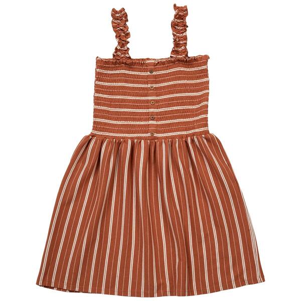 Girls &#40;7-16&#41; Rare Editions Stripe Rib-Knit Smocked Dress - image 