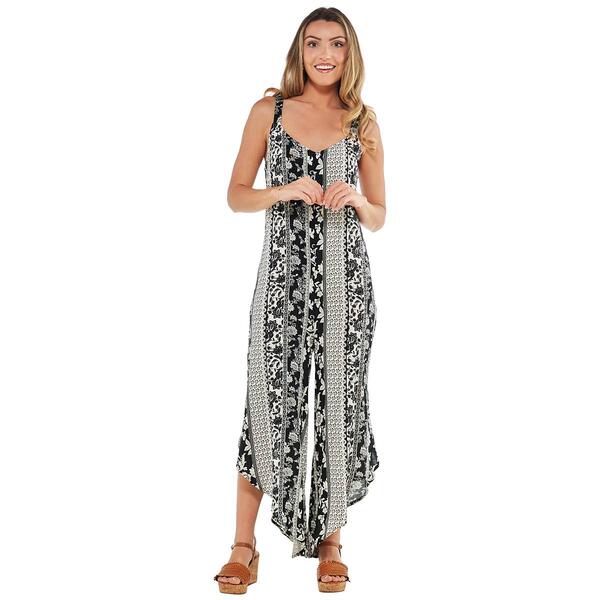 Womens Absolutely Famous Floral Cage Back Challis Jumpsuit - image 