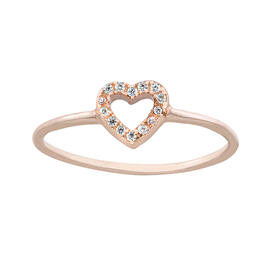Rose Gold Over Silver CZ Open Heart Ring