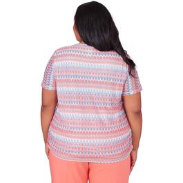 Plus Size Alfred Dunner Knit Splice Texture Stripe Tee