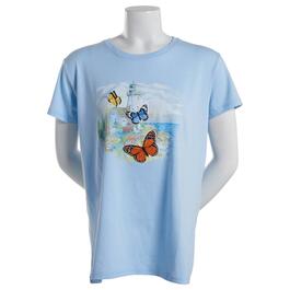 Plus Size Top Stitch by Morning Sun Lighthouse Butterflies Tee
