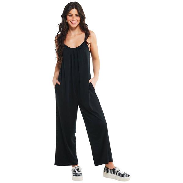Juniors No Comment Midtown Jersey Knit Sleeveless Jumpsuit - image 