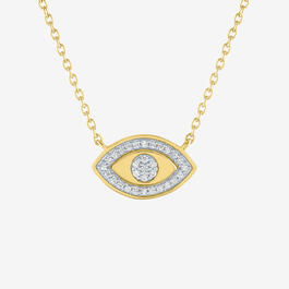 Gold Classics&#40;tm&#41; Gold Plated Silver Mined Diamond Evil Eye Necklace