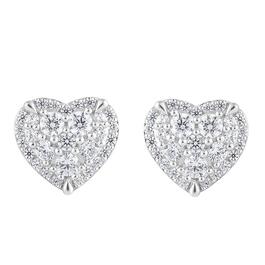 Nova Star&#174; Sterling Silver Lab Grown Diamond Heart Stud Earrings