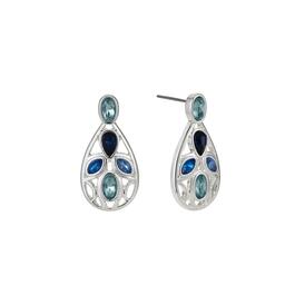 Gloria Vanderbilt Silver-Tone Multi-Color Stone Button Earrings