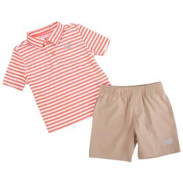 Toddler Boy New Balance Stripe Polo & Shorts Set
