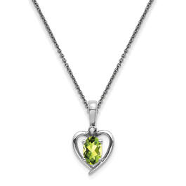 Gemstone Classics&#40;tm&#41; 14kt. Peridot Diamond Heart Pendant Necklace