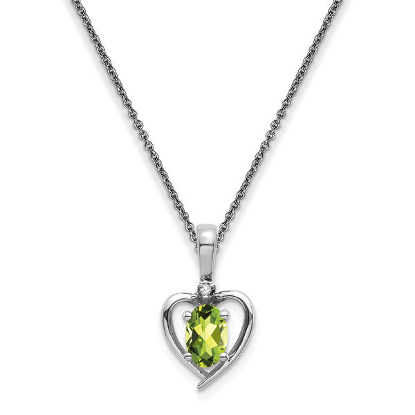 Gemstone Classics&#40;tm&#41; 14kt. Peridot Diamond Heart Pendant Necklace - image 