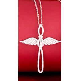 Splendere Cubic Zirconia Angel Wing & Cross Necklace