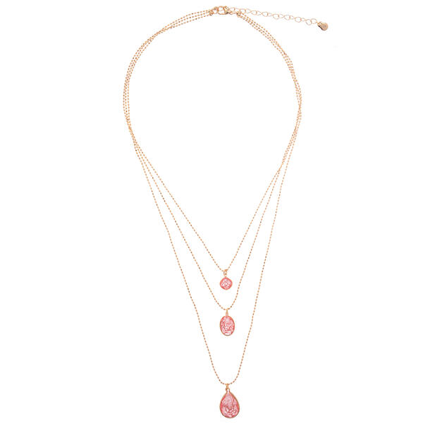 Ashley Cooper&#40;tm&#41; Gold Necklace w/ Pink Drop Stones - image 