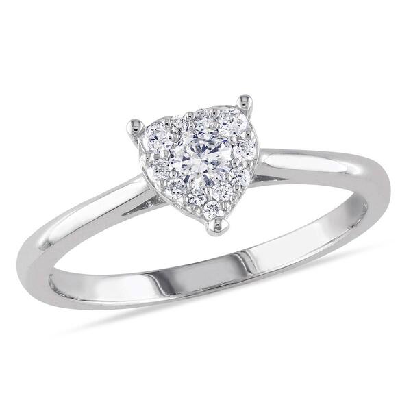 Diamond Classics&#40;tm&#41; 10kt. White Gold 1/4ct. Diamond Heart Ring - image 