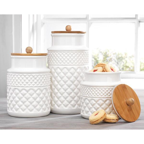 Home Essentials Set of 3 Faceted Canisters - image 