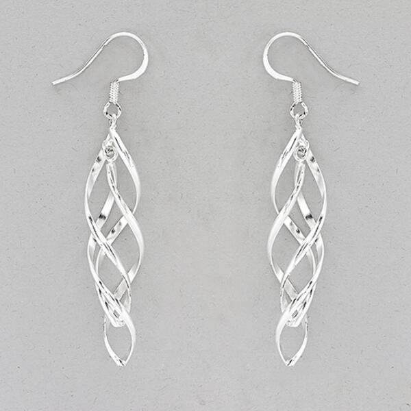 Marsala Fine Silver Plated Double Twist Drop Earrings - image 