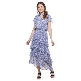 Womens MSK Short Sleeve Patterned Yoryu Tier Maxi Dress