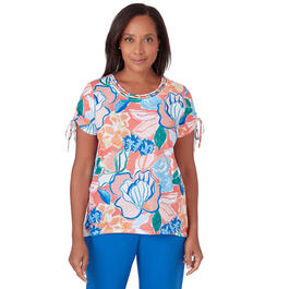 Womens Alfred Dunner Neptune Beach Knit Whimsical Floral Tee