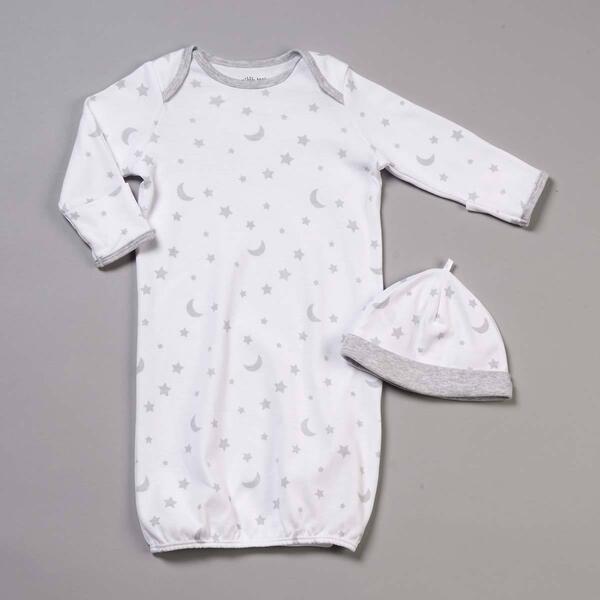 Baby Unisex &#40;NB-3M&#41; Little Me Moon Star Gown & Hat Set - image 