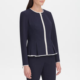 Womens Tommy Hilfiger Long Sleeve Piped Zip Front Blazer