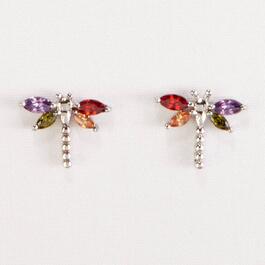 Multi-Color Dragonfly Cubic Zirconia Earrings