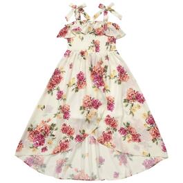 Girls &#40;7-16&#41; Rare Editions Floral Wrap Smock Bodice Hi-Lo Dress