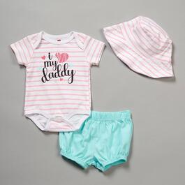 Baby Girl &#40;NB-9M&#41; Mini Hop 3pc. Heart Daddy Bodysuit & Shorts Set