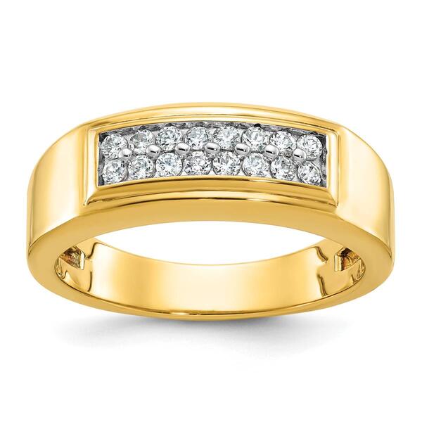 Mens Gentlemens Classics&#40;tm&#41; 14kt. Gold Double Row Diamond Ring - image 