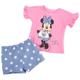 Baby Girl &#40;12-24M&#41; Disney&#40;R&#41; Junior Minnie Dot Top & Shorts Set
