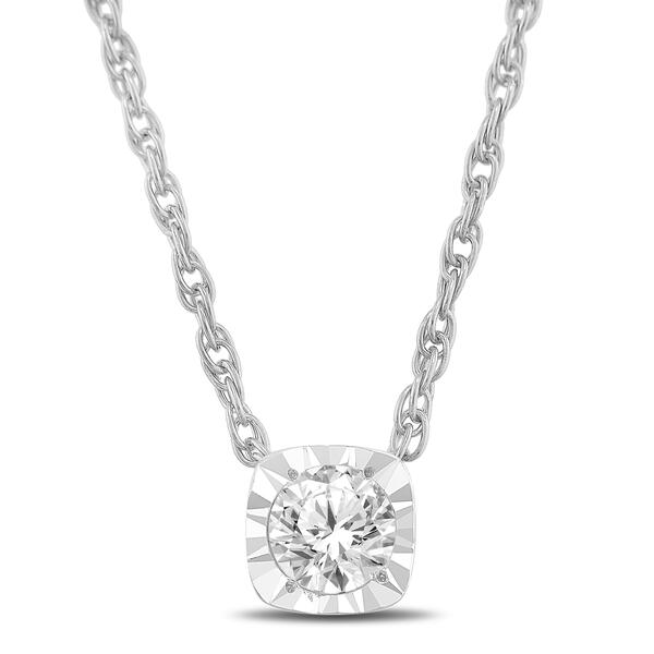 Sterling Silver 1/10cttw. Lab Grown Diamond Pendant Necklace - image 