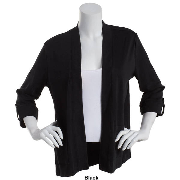 Womens Hasting & Smith 3/4 Sleeve Rib Open Front Cardigan