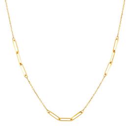 Gold Classics&#40;tm&#41; Solid Paperclip Station on Cable Chain Necklace