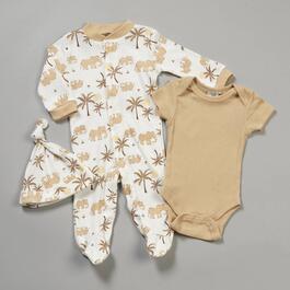 Baby Boy &#40;NB-9M&#41; Chick Pea&#40;R&#41; 3pc. Solid Top Elephant Footie Set